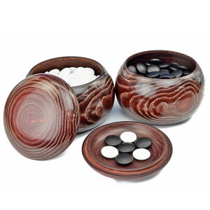 硬質ガラス碁石 新生 梅(厚み約8mm)(木製栗碁笥大付き)※囲碁愛好家の人気定番の碁石セット