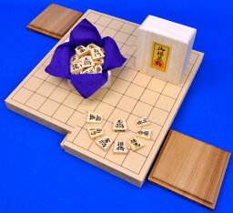 将棋セット　新桂1寸スライド将棋盤セット(将棋駒黄楊錦旗彫駒)