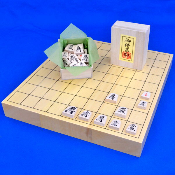 木製将棋セット ヒバ1寸5分卓上将棋盤セット【特売品】(木製将棋駒樺材優良押し駒)