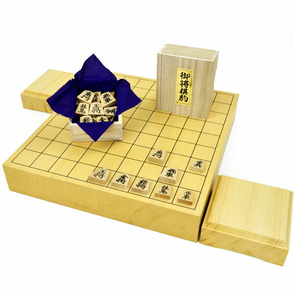 木製将棋セット　ヒバ2寸卓上将棋盤セット(将棋駒黄楊上彫駒)