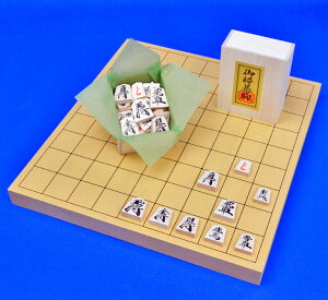 木製将棋セット　新かや1寸卓上将棋盤セット(木製将棋駒樺材優良押し駒)