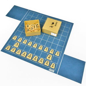 将棋セット 将碁屋マット将棋盤(デニム柄)セット(プラ将棋駒歩心※裏黒字か裏朱字の選択式・駒台)※ゆったり盤サイズ33cm×36cm