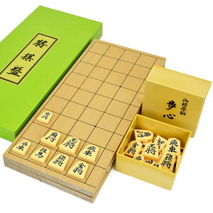 木製将棋セット　新桂5号折将棋盤セット(プラ将棋駒歩心)