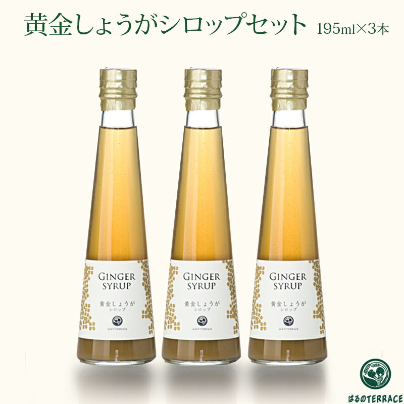 【高知 はるのTERRACE】 常温 黄金しょうがシロップセット 195ml×3本 国産 香り豊かな高知県産虚空蔵黄金生姜を100%使用 お取り寄せグルメ 母の日 父の日 お中元 お歳暮 ギフト 生姜 ジンジャーシロップ はるのテラス 送料無料 産地直送