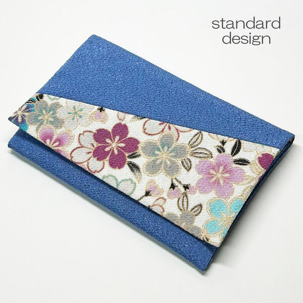 念珠ケース Sサイズ 創価学会数珠ケース 数珠袋 161 ブルー さくら柄 ベージュ地 ちりめん 創価学会用