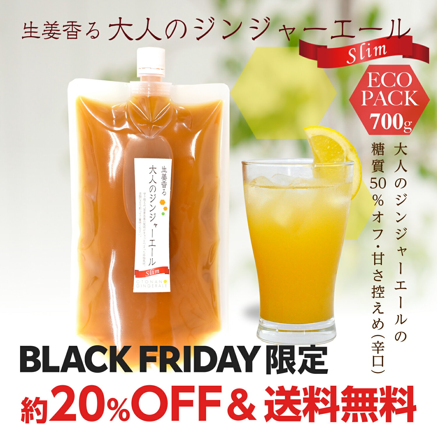 大人のジンジャーエールSlim エコパック 700g 1パック ゆうパケット送料無料[11スパイスコーラの日対象..