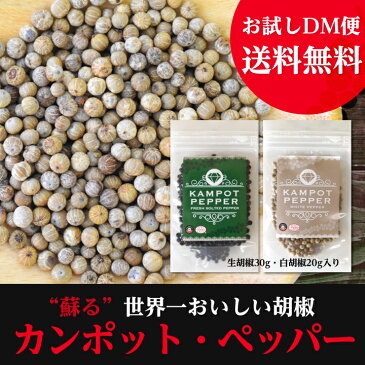 カンポット・ペッパー 生胡椒 30g + 白胡椒 20g DM便送料無料(配達日時・代引きは承れません)