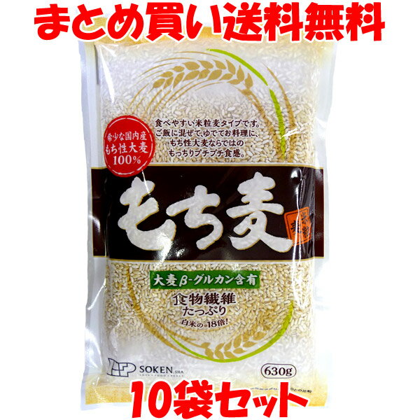 創健社 もち麦 【希少な国内産】米粒麦 食物繊維 大麦βグルカン もち性大麦 雑穀 もちもち プチプチ もちむぎ 袋入630g×10袋セットまとめ買い送料無料