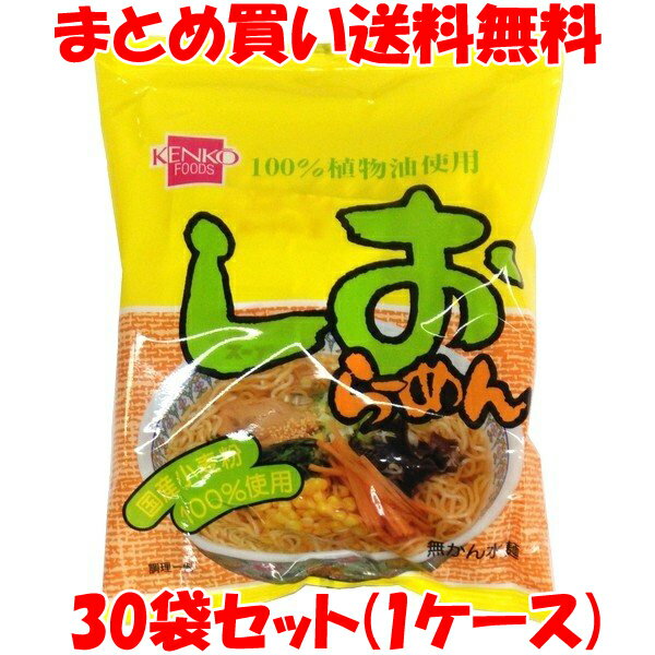 健康フーズ しおらーめん ラーメン らー麺 袋麺 即席 インスタント 国産小麦粉 袋入 97g×30袋(1ケース)..