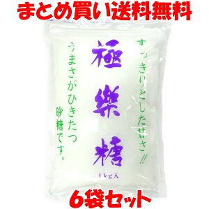 波動法製造 極楽糖 砂糖 カルシウム さとうきび 極楽塩 国内製造 袋入 1kg×6袋セット まとめ買い送料無料