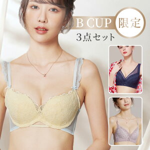 【5%OFFクーポン配布中◆5/9～16日10時◆5000円以上で】Bカップ ブラジャー 3枚セット 谷間 脇高 脇肉 スッキリ 背肉 わき肉 背中 すっきり 盛れる 補正 美胸 育乳 かわいい レース 小胸 大きく ブラジャー ノンワイヤー バストアップ キープ