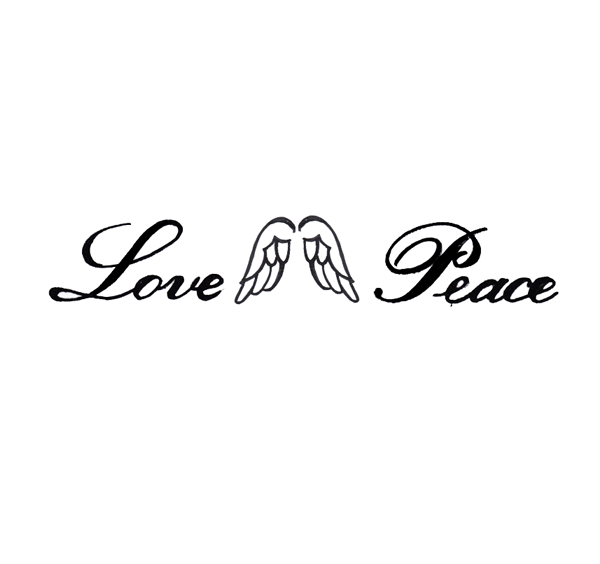 【エアブラシ　ボディージュエリー　ヘナタトゥー用ステンシル】Love & Peace　つばさ　（ラブ　アンド　ピース）　W…