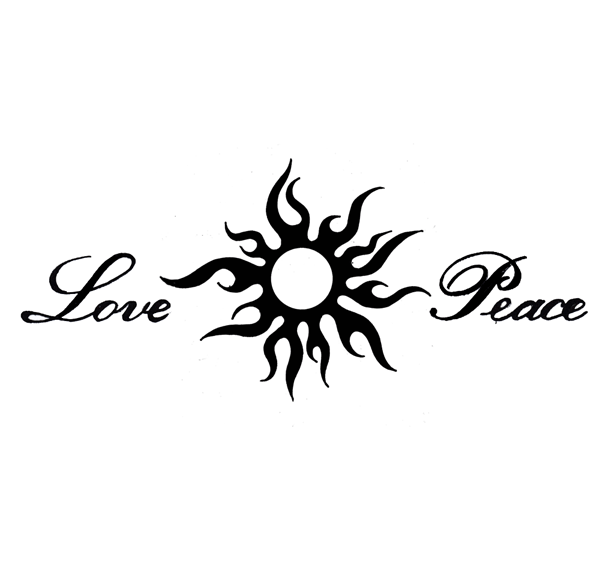 【エアブラシ　ボディージュエリー　ヘナタトゥー用ステンシル】Love & Peace　太陽　（ラブ　アンド　ピース）　W:1…