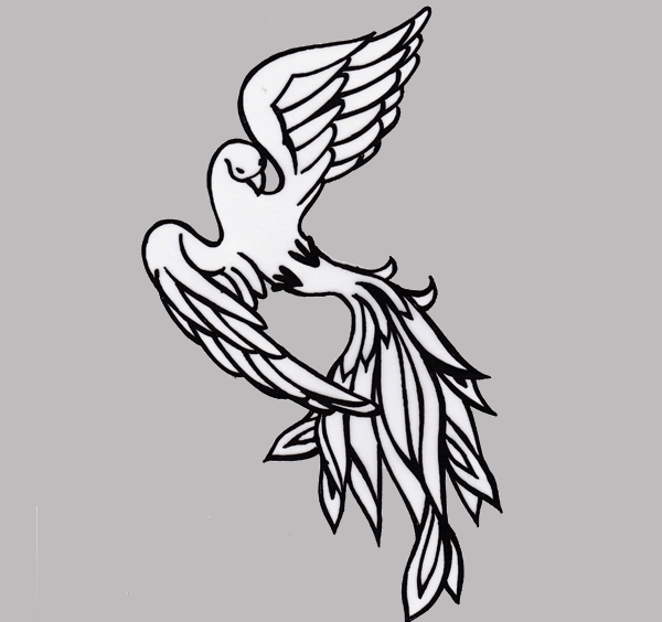 ★送料無料メール便★ステンシルdeタトゥー/フェニックス　H20cm