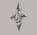 ★送料無料メール便★ステンシルdeタトゥー/薔薇のクロスH:23cm(3)