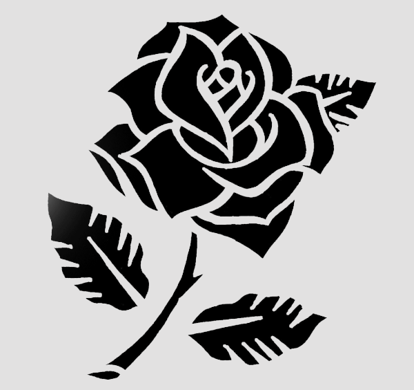 ★送料無料メール便★ステンシルdeタトゥー/薔薇（反転）　H:8cm