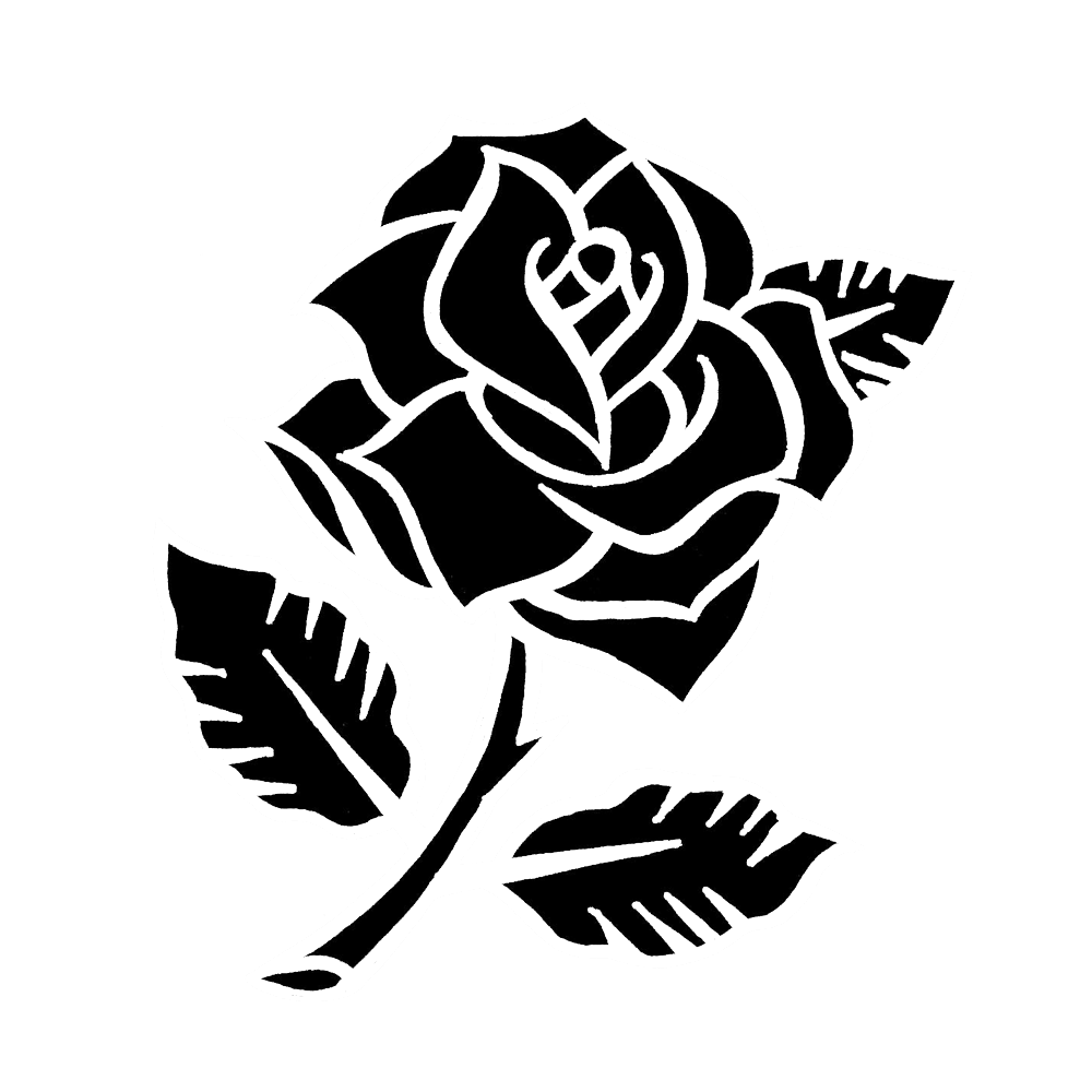 【エアブラシ　ボディージュエリー　ヘナタトゥー用ステンシル】　薔薇（反転）　H:10cm