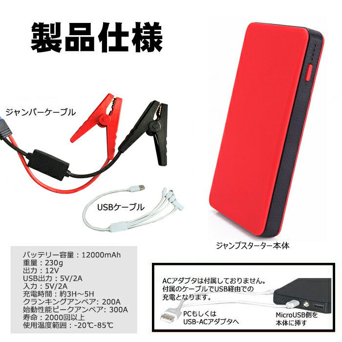 ジャンプスターター車用エンジンスターター12000Ah大容量12V薄型大容量車用緊急充電モバイルバッテリー薄型パソコンバッテリー非常用電源PSE認証済【翌日発送】