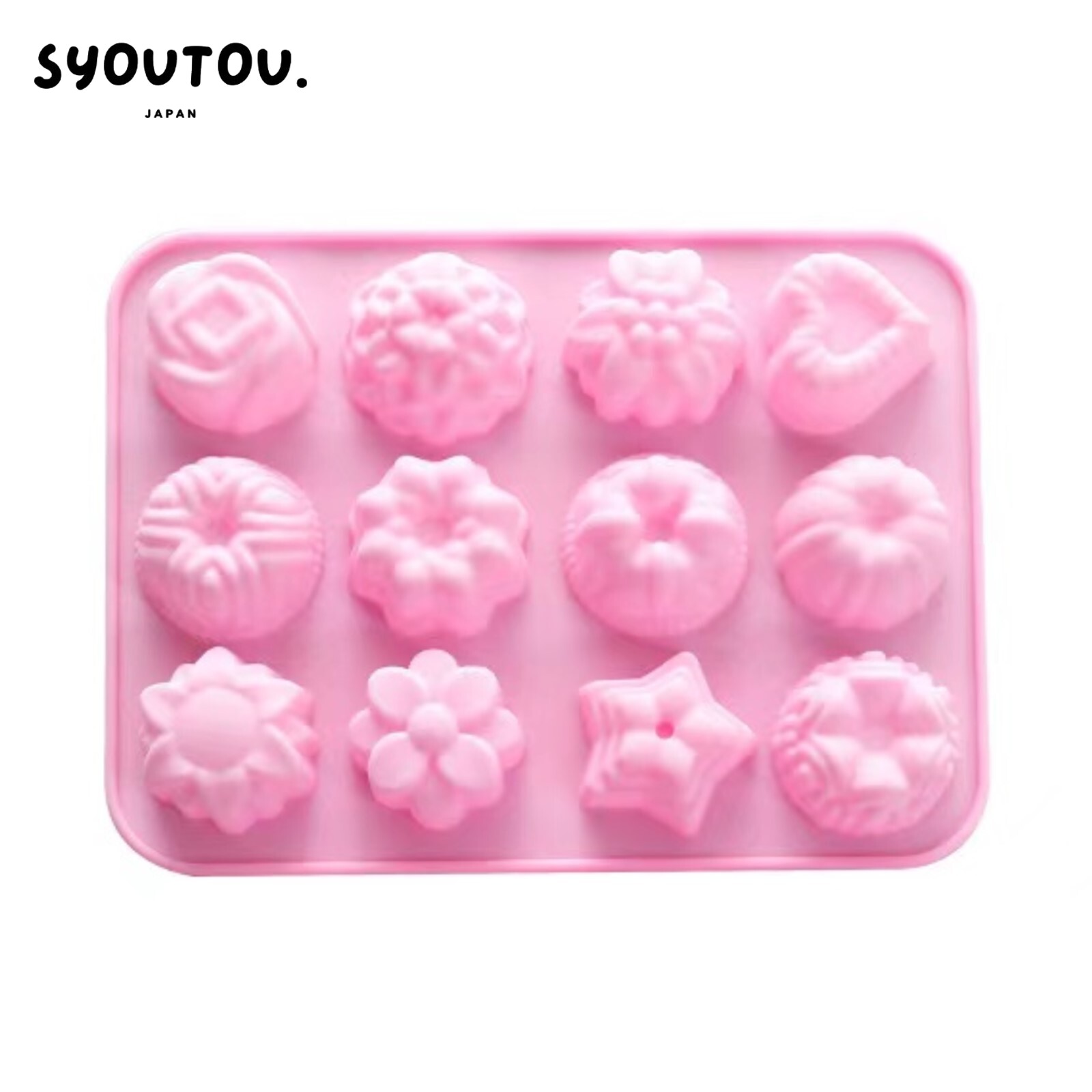 Rakuten - SYOUTOU 12種類 花形 シリコンモールド型 立体花 星 ハート バラ 薔薇 ローズ お花 チョコ型 ゼリー型 プリン型 羊羹型 和菓子道具 製氷器 製氷皿　アイスキャンディー 手作り お菓子 花形 抜き型 手作り チョコレート シリコン型石膏型 レジン ハンドメイド 母の日 ギフト