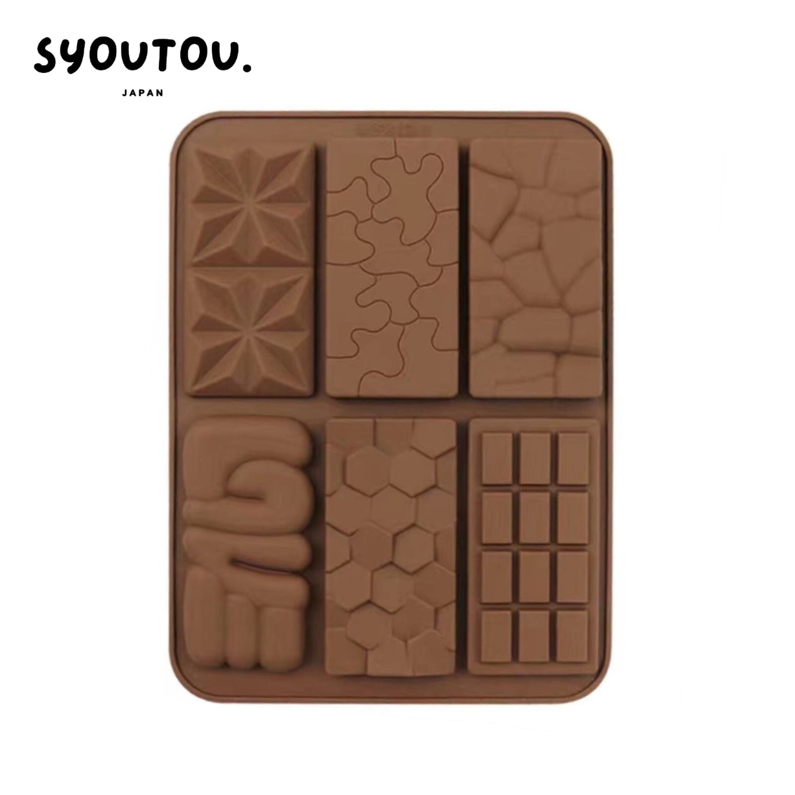 SYOUTOU 6種類 板チョコ シリコンモールド型 角形 タイル チョコ型 バレンタイン チョコレート シンプルな 長方形 抜き型 焼き型 手作り お菓子 ギフト デザート 洋菓子 道具 製氷器　製氷皿　キャンドル ハンドメイド レジン キッチン雑貨 製菓道具 キッチン雑貨