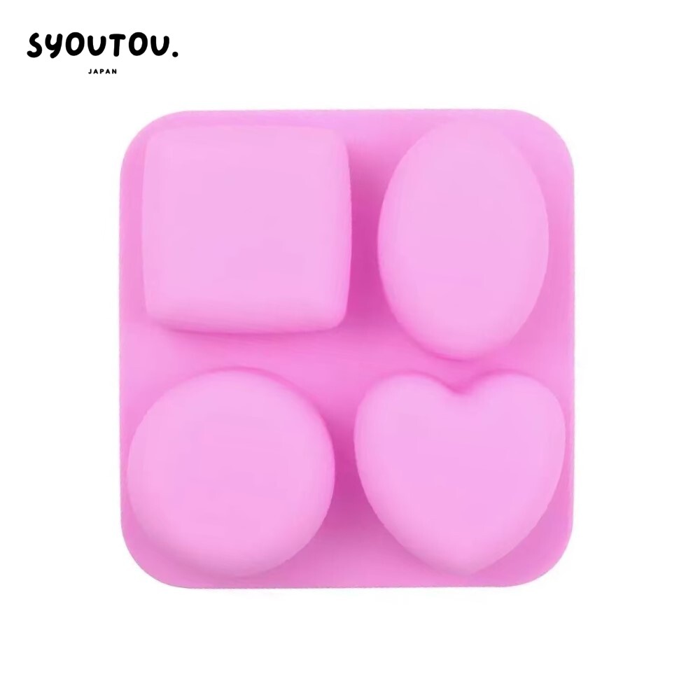 SYOUTOU 大きめ 4種類 オリジナル シリコンモールド型 ハート 正方形 丸形 楕円形 角形 シンプルな 抜き型 ムースケーキ型 シリコン型 マフィンケーキ型 プリン型 ゼリー型 ケーキ型 羊かん型 製氷器 手作り石けん 製菓道具 手作り 石けん型 石膏型 レジン ハンドメイド