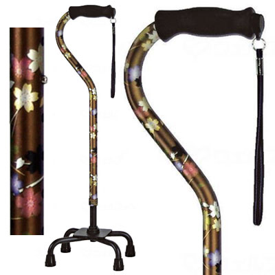 オールアルミ　クオッドケイン　おしゃれ四点式　ロータイプ 【桜BR】四点杖 多点杖 島製作所　[非課税]