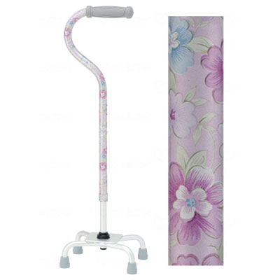 テイコブアルミ製　4点杖 ピンクフラワー(EA4-102-PK) 四点杖 多点ステッキ 幸和製作所 [非課税]