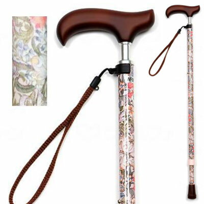 夢ライフステッキ　スリムネック　伸縮スリムタイプ【ペールフラワー】替えゴム1個付　ウェルファン