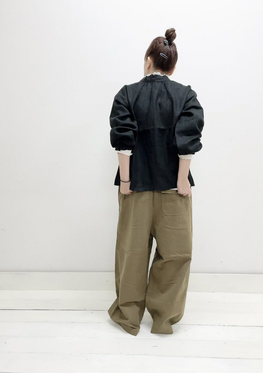 【スやニット】 9×9 Heavy Linen 2way Frill Blouse / 2259022:syozikiya シールのは