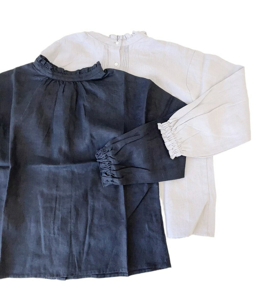 【スやニット】 9×9 Heavy Linen 2way Frill Blouse / 2259022:syozikiya シールのは