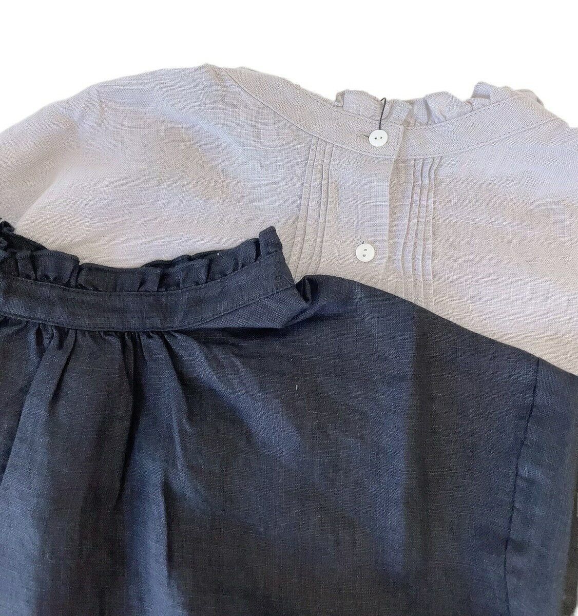【スやニット】 9×9 Heavy Linen 2way Frill Blouse / 2259022:syozikiya シールのは