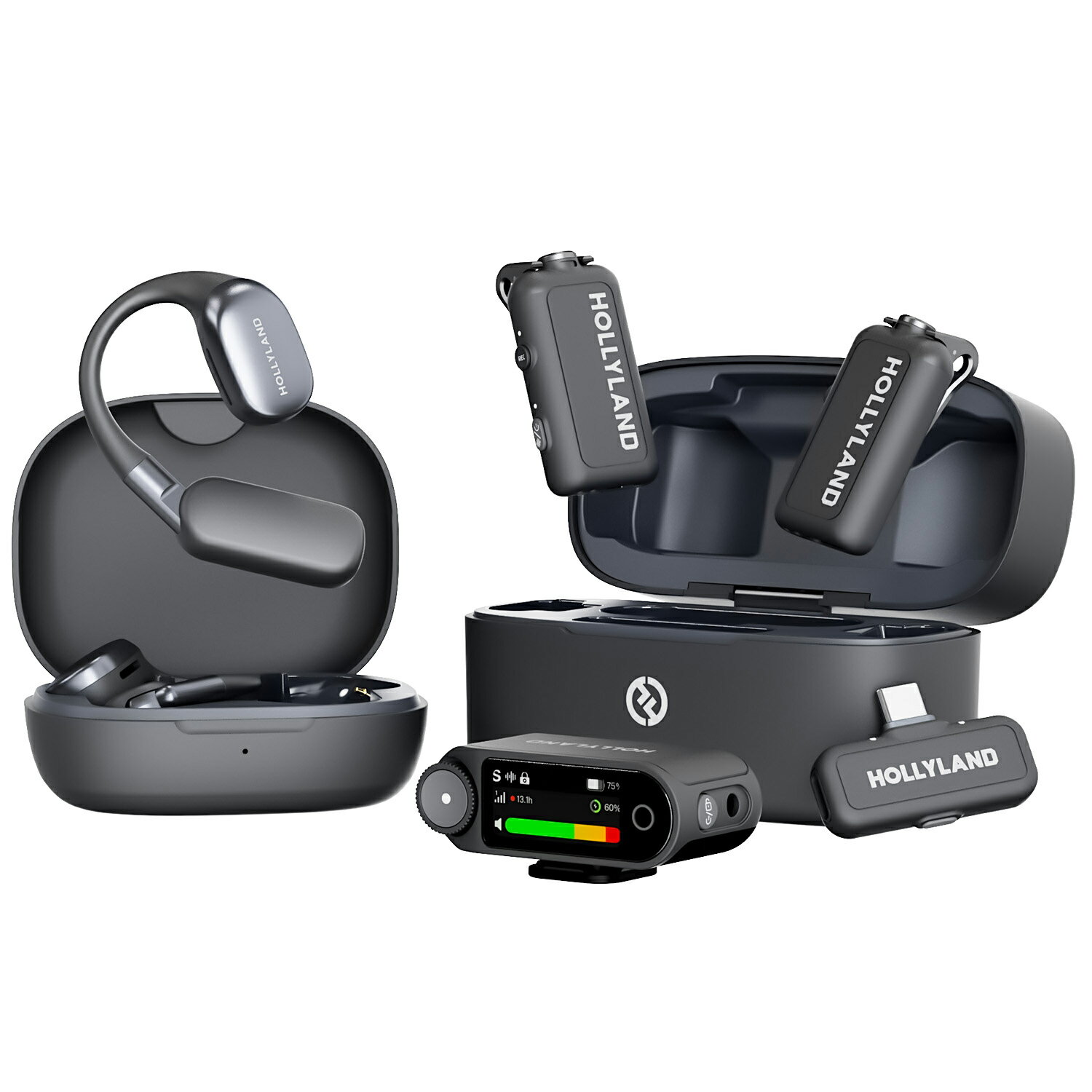 Hollyland Lark MAX 2 Ultimate Combo ワイヤレスマイク Lark MAX 2 Ultimate Combo(スペースグレー/OWSモニターイヤホン＋カメラ受信機＋USB-C受信機付)