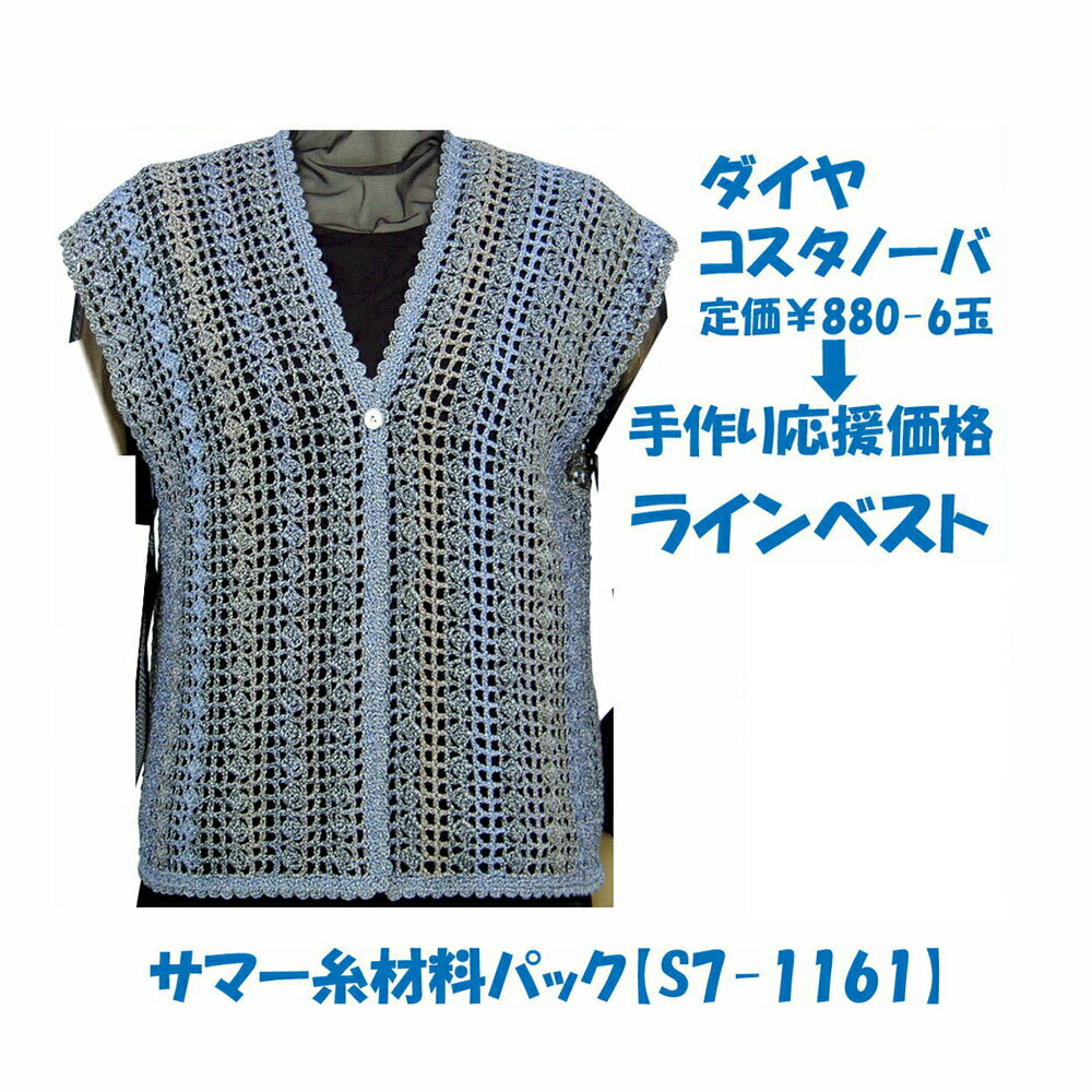 ＃送料無料【手編み材料パックです】【ダイヤ　コスタノーバ】を使った【ラインベスト】