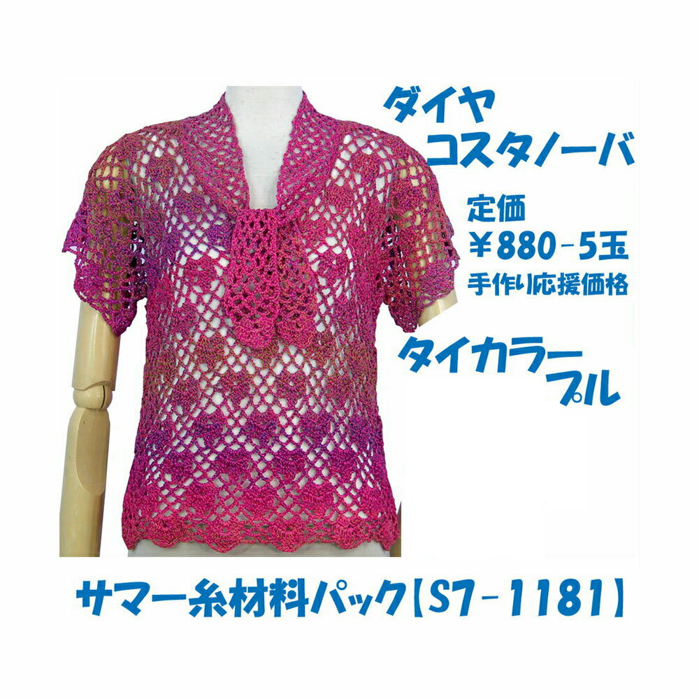 #送料無料【手編み材料パックです】【ダイヤ コスタノーバ】を使った【タイカラープル】