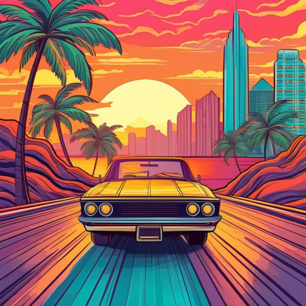 手芸時間 ダイヤモンドアートキット AHD オリジナル デザインビーズ ドライブ 25×25cm