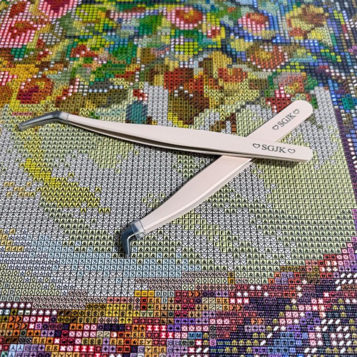 手芸時間 ダイヤモンドアート専用 先曲がりピンセット2本組　カーブピンセット