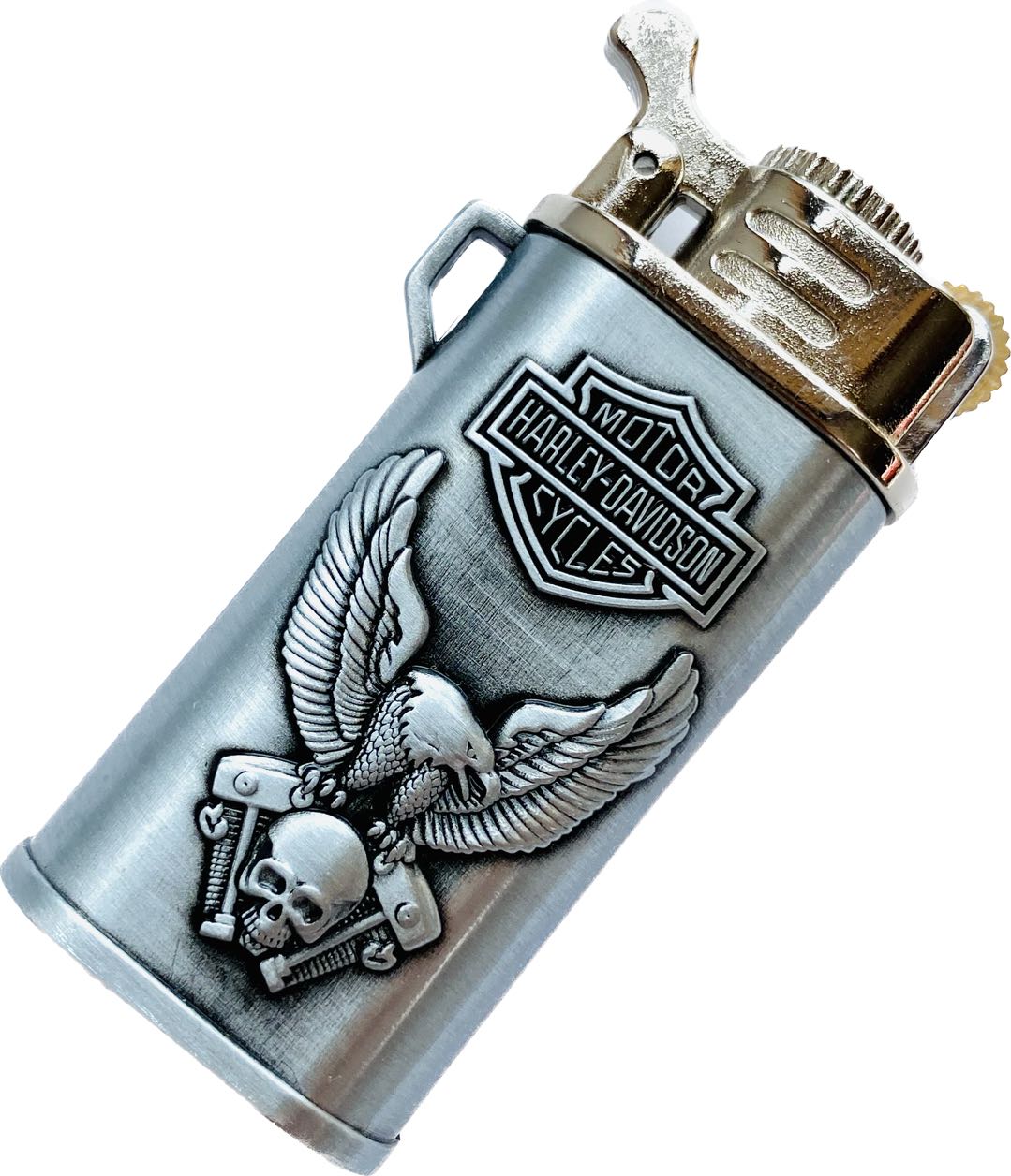 メタルジェットフレームライター コンパクト 金属製防風ライターブタンガスライター シガーライターガス注入式ターボライター ハーレーダビットソン