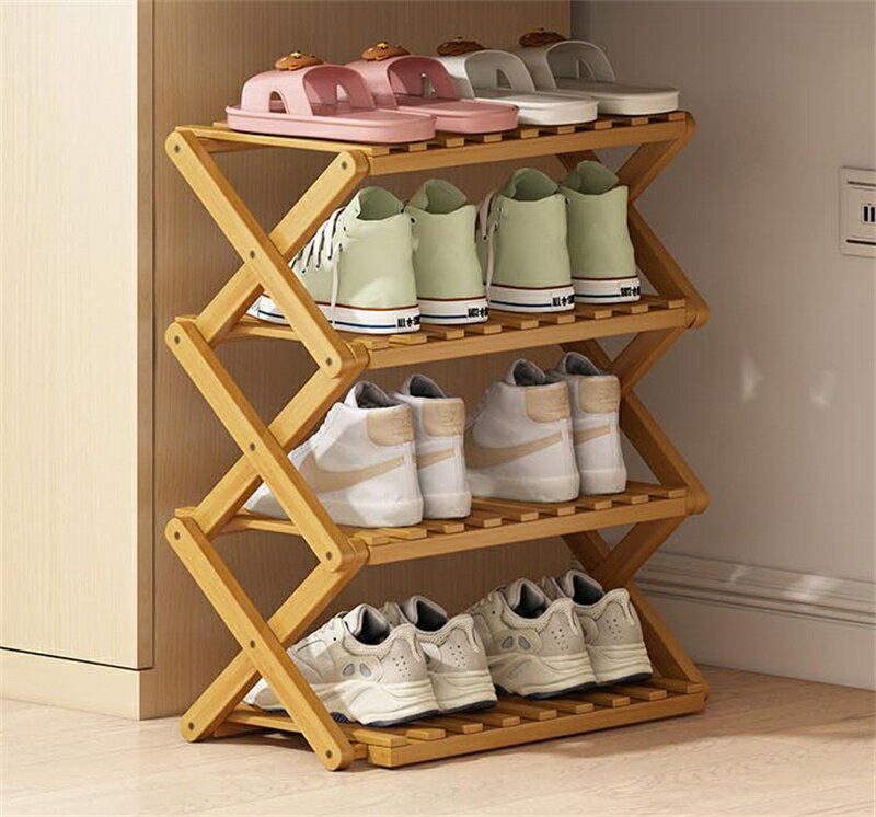 シューズラック 靴箱 下駄箱 靴棚 靴 収納 スリム 下足箱 折畳式 完成品 ラック 靴ラック 組立不要 竹..