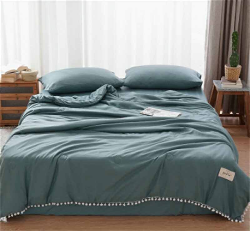 夏布団 洗える 掛け布団 夏ふとん 洗濯機 肌掛け布団 150*200cm 可愛いポンポン付き 肌布団 キルトケット夏布団 夏掛け布団 軽量 冷房..