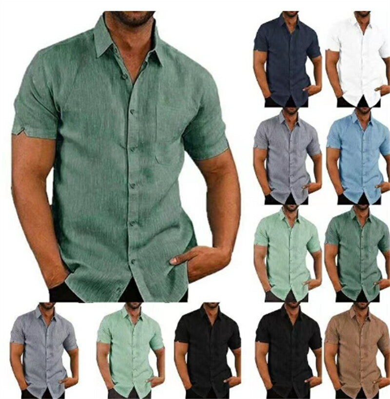リネンシャツ メンズ 半袖 綿麻シャツ シャツ メンズファッション 涼しい 快適 トップス S M L XL 春 夏 無地