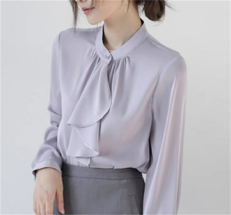 ブラウス レディース 春夏 長袖ブラウス オシャレ シフォンブラウス オフィス 40代 30代 50代 エレガント 韓国風 立ち襟 ブラウス 大人 通勤 OL ブラウス シャツ 着痩せ ブラウス ゆったり カジュアル ウエア トップス 3色(4)