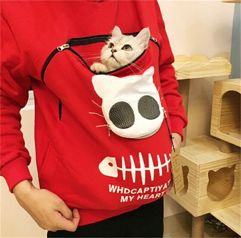 春秋季節 パーカー ペット 猫抱っこ用 Mサイズ