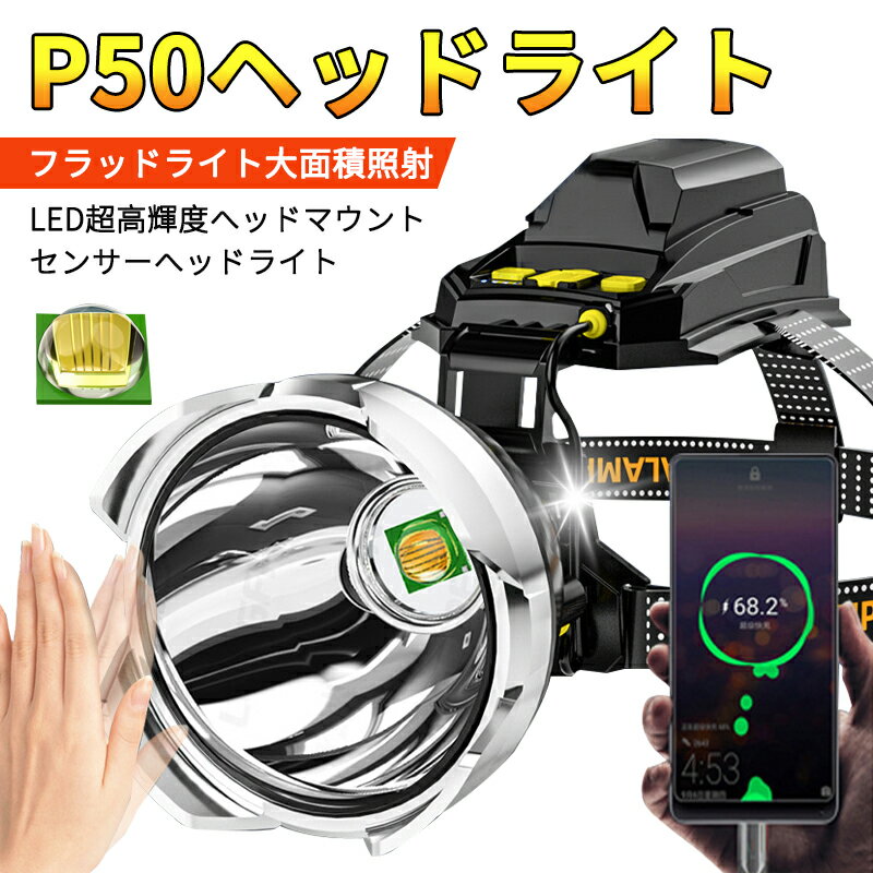 お買い物マラソン【P5倍】ヘッドライト 充電式 LEDヘッドランプ ヘッド ライト センサー機能 高輝度 3モード 明るい ヘッドランプ ledヘッドライト USB充電式 防水 電池残量表示 アウトドア キャンプ 登山 防災 サイクリング ハイキング 小型 軽量 懐中電灯 ライト