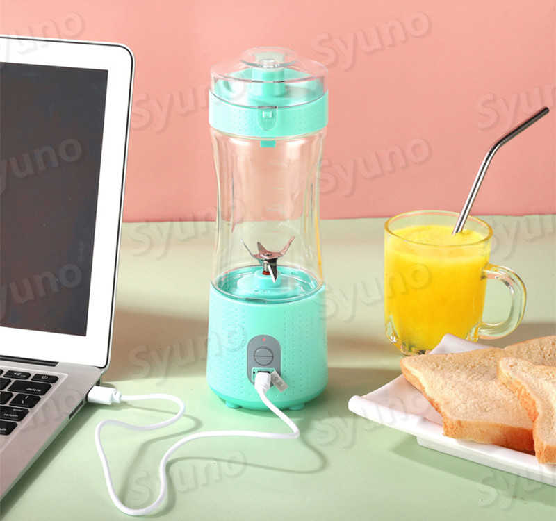 お買い物マラソン【P5倍】ミキサー ジューサー ジューサーミキサー 氷も砕ける ブレンダー スムージー フードプロセッサー 小型 野菜&果物&離乳食用 洗いやすい USB充電式 380ml 携帯ジューサー コンパクト 持ち運び 操作簡単