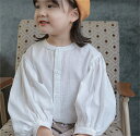 前開き シャツ 子供 長袖 カットソー キッズ キッズ 子供 女の子 ジュニア ブラウス 子供服 ボリューム袖 バルーン袖 フロントボタン 春秋 トップス 長袖 長そで 子供服 ノーカラー こども 子ども 長袖シャツ