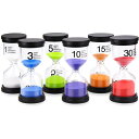 【カラフルな砂時計】砂時計タイマーは6個セットで一緒に販売しています。6個砂タイマーの色はホワイト、ブルー、グリーン、パープル、オレンジ、レッドです。全部の色は違って、きれいです。 【高品質の素材】 耐久性 PVC、ホウケイ酸塩ガラス管と砂...
