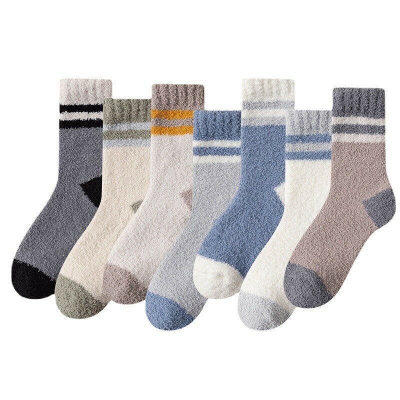 メンズ 送料無料 就寝用 2足セット 冷え防止 ソックス 靴下 もこもこ ふわふわ 紳士用 クルーソックス あったか モコモコ ぽかぽか 暖かい 部屋用 防寒 おしゃれ ストレッチ 締め付けない シンプル ルームソックス