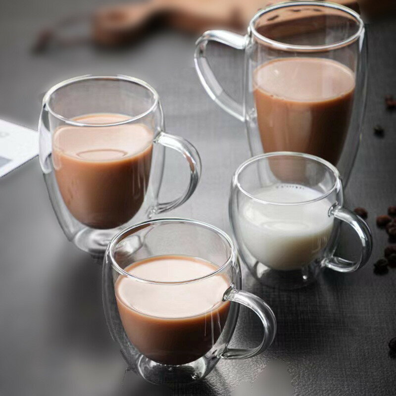 コーヒーカップ 耐熱ガラス コーヒーカップ ダブルウォールグラス お茶カップ マグカップ 結露しない ..