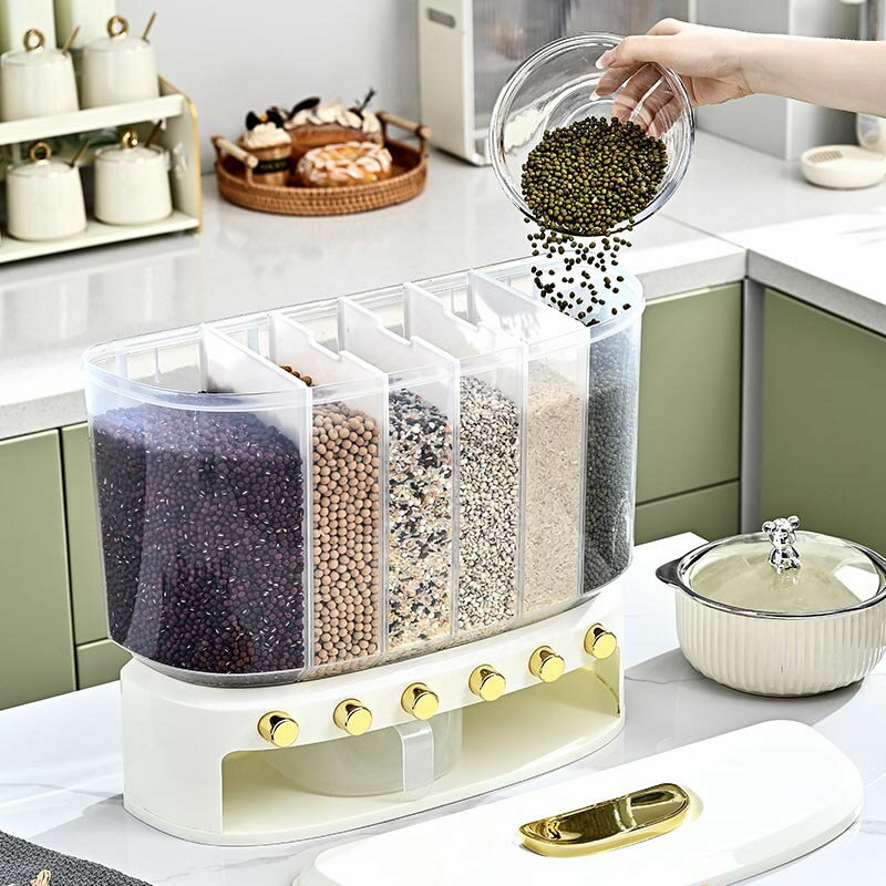 フードディスペンサー 全穀物ライスバケツ 大容量残量見える 防湿 洗える お米保存容器 保存容器 食品 穀物 米 キッチン収納 おしゃれ キッチン用品 ボックス プラスチック ホワイト グレー キッチン用品 キッチン収納 保存容器