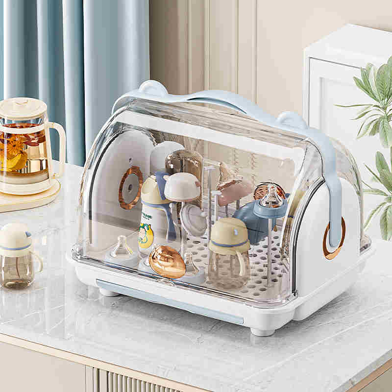 哺乳瓶ラック 哺乳瓶スタンド 水切りラック 水切りかご 大容量 ふた付き 水切りカゴ 水切りバスケット ..